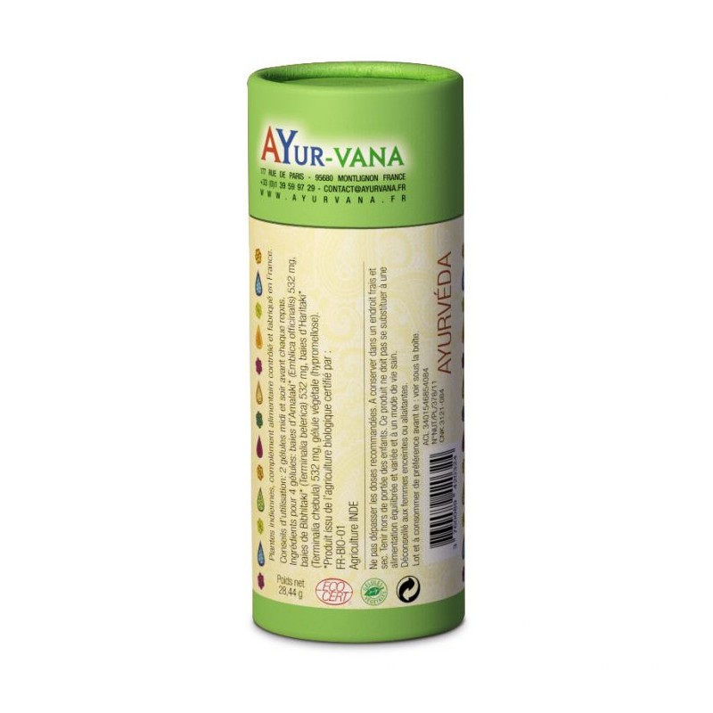 Triphala Bio Ayur-Vana - 120 Gélules Végétales - Pour Digestion Et Détox - Fabriqué En France